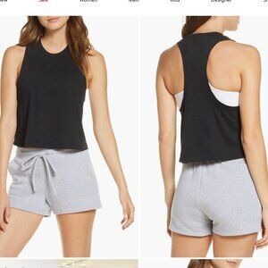 BELLA CANVA Cropped Active Top size Small Black Razorback Tank Workout